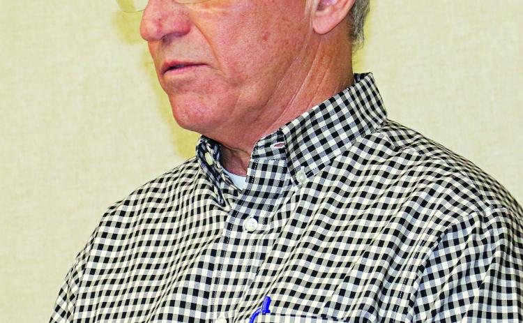Karl Aucoin, Eunice city engineer, speaks about upgrading the city’s sewer system at Tuesday’s Board of Aldermen meeting. (Photo by Harlan Kirgan)