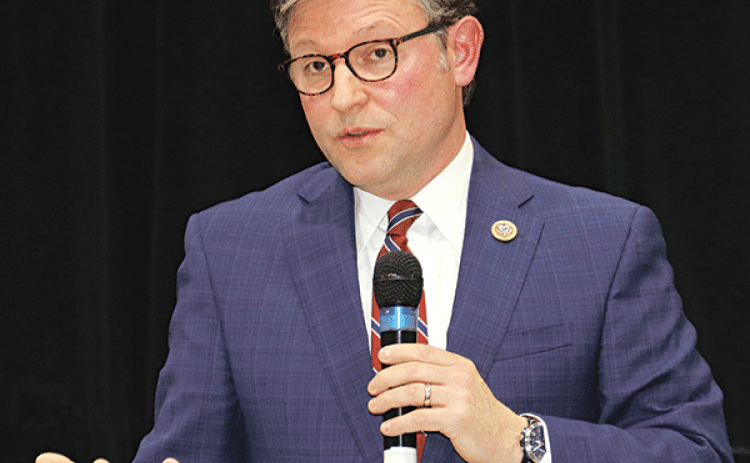 U.S. Rep. Mike Johnson, R-Benton, at a town all meeting in Opelousas in February.