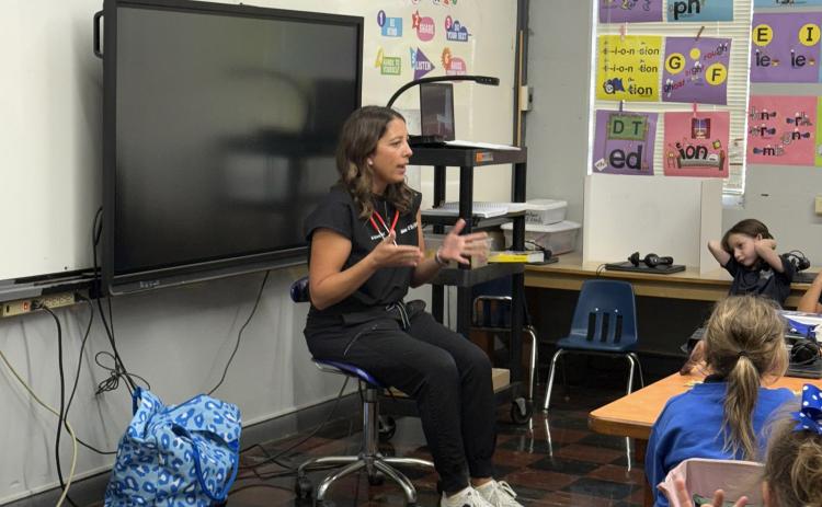 Molly Aguillard, a nurse practitioner at Dr. Monty Heinen’s office, visited both of St. Edmund Elementary’s kindergarten classes as a special Community Helper speaker.