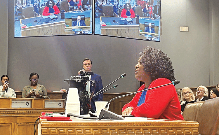 Rep. Delisha Boyd, D-Orleans, discussed her bill that would have provided exceptions to abortion in cases of rape and incest. (Photo by  Molly Ryan/LSU Manship School News Service)