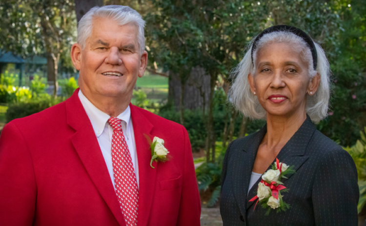 John Bordelon and Dr. Cindy Courville are the University of Louisiana at Lafayette’s 2021 Outstanding Alumni. The honorees were recognized during an Oct. 28, reception at the Alumni Center. (Photo by Doug Dugas / University of Louisiana at Lafayette)