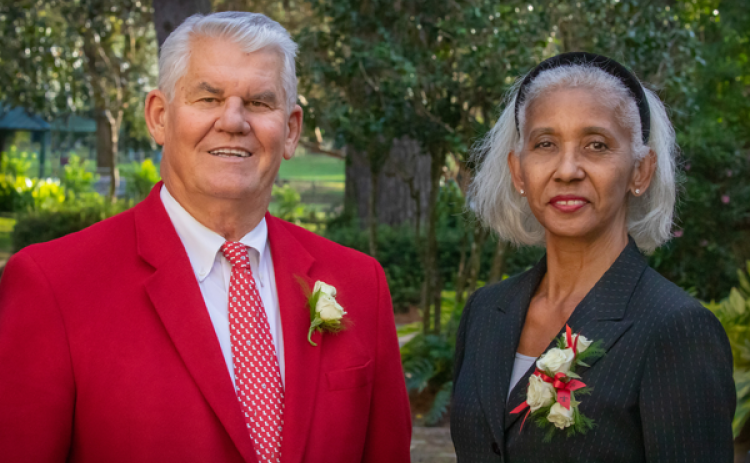 John Bordelon and Dr. Cindy Courville are the University of Louisiana at Lafayette’s 2021 Outstanding Alumni. The honorees were recognized during an Oct. 28, reception at the Alumni Center. (Photo by Doug Dugas / University of Louisiana at Lafayette)