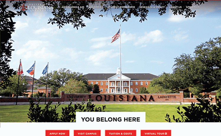 The University of Louisiana at Lafayette has unveiled a redesign of its flagship website, Louisiana.edu.