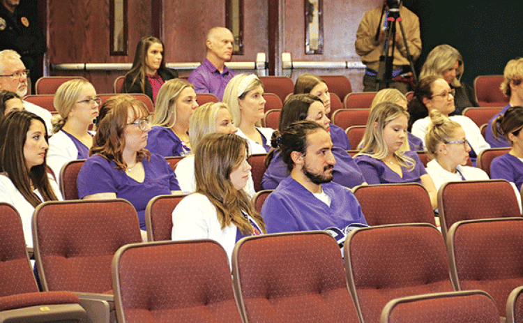 LSUE respiratory care students at Tuesday’s program announcing an apprenticeship program. (Photos by Harlan Kirgan)