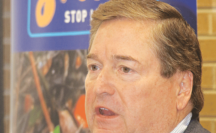 Lt. Gov. Billy Nungesser speaks at Monday’s regional summit on litter held at LSUE. (Photo by Harlan Kirgan)