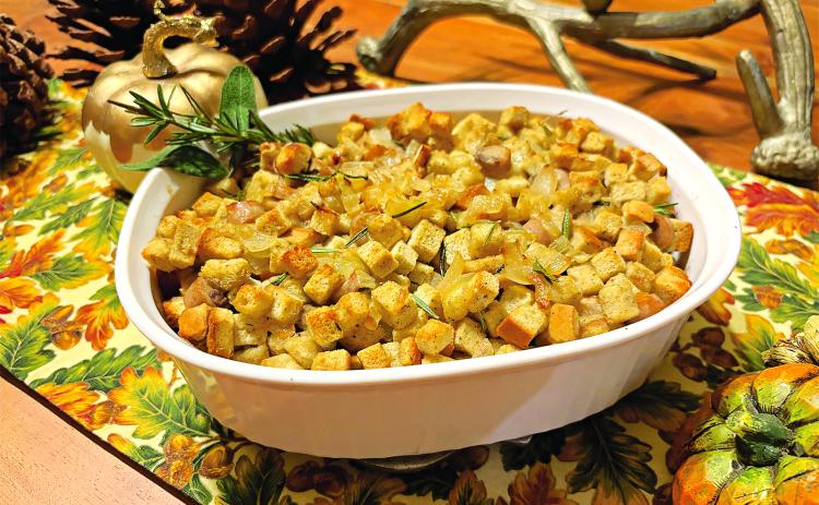 Whether you call it stuffing or dressing, or make it with rice or cornbread, this side dish is a staple on many Thanksgiving tables. It has a number of regional variations in Louisiana. (Photo by Tobie Blanchard/LSU AgCenter)
