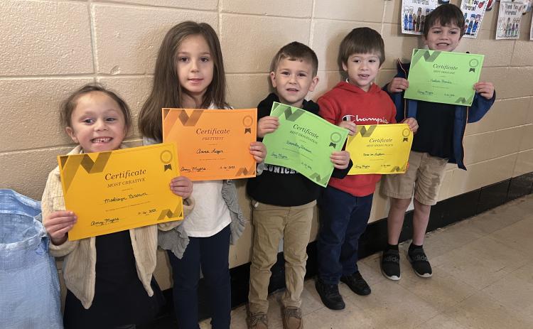 East kindergarteners show off their disguised turkeys