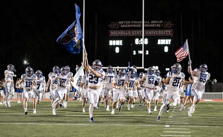The St. Edmund Blue Jays won 44-36 over Covenanant Christian Friday evening. The Blue Jays will head to the Division IV Select quarterfinals and will have a rematch with Westminster. (Photo by Dwight Jodon)