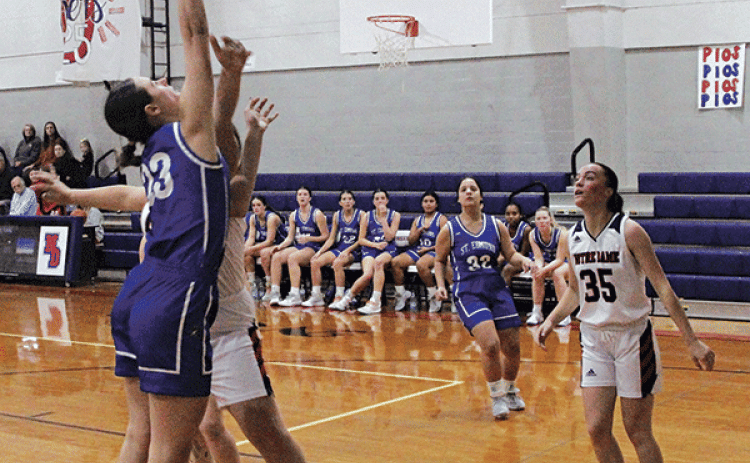 Lady Jays in action against Notre Dame. (Photo by Rhett Manuel)