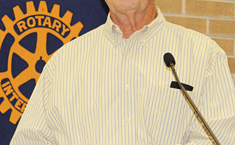 B.D. Fontenot, of Fontenot, speaks at the Eunice Rotary Club meeting on Wednesday. (Photo by Myra Miller)
