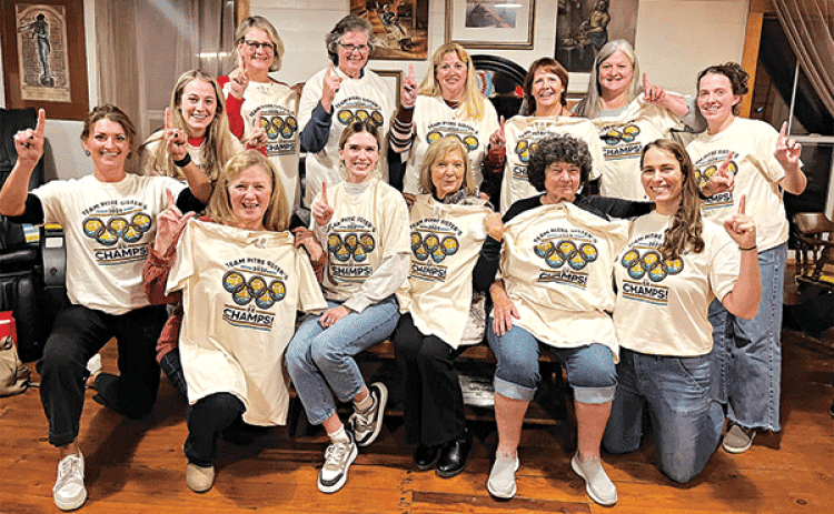 The ELTL (Eunice Ladies Tennis League) completed its 2024 Fall Season with an end -of-the-season tennis banquet held Tuesday. Team Pitre won the 12-week season. The team captains were Laura Pitre and Bonnie P. Kyzar. In front, from left, are Tracey Brown, Ellen Myers, Estelle Fontenot, Sheila Areno, Sylvia Fontenot and Laura Pitre. In back, from left, are Emily Francois, Jamie Kirsch, Doreen Kirsch, Robin Savoy, Janet Prudhomme, Angie Thibodeaux and Kelsey Schultz. Not pictured are Bonnie Kyzar, Gayle Godea