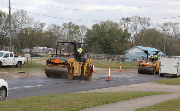 Road work seen on Monday on South Aymond.