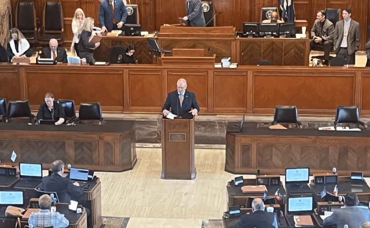 Gov. John Bel Edwards on Friday unveiled his last state budget proposal to a joint legislative committee. (Photo by Molly Ryan//LSU Manship School News Service)