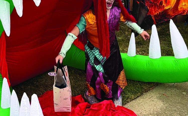 Children in costumes for Halloween Trick or Treat