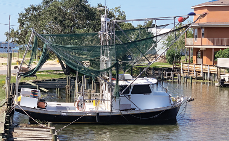 Barry Labruzzo’s shrimp boat that he and Justin Smith use for trips of up to five days. (Photo by  Joe Rizzo/LSU Manship School News Service)