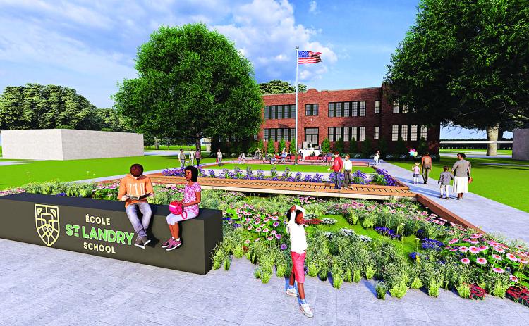 A rendering of the proposed École Saint-Landry at the Sunset High School site.
