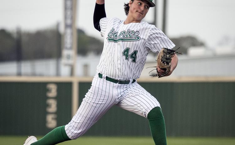 Eunice High pitcher Hudson Manuel threw a one-hit shutout in the 7-0 win over St. Edmund.