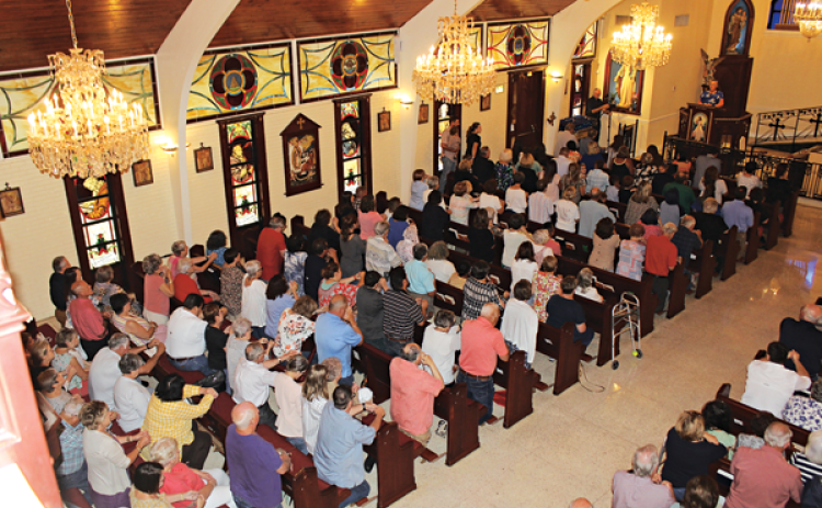 This year marks the 63rd anniversary of the death of Charlene Richard, the “Little Cajun Saint,” and the anniversary mass was Aug. 11 at St. Edward Catholic Church in Richard. Prior to the mass, a rosary was recited, and both the rosary and mass were broadcast on the Diocese of Lafayette live stream. (Photo by Claudette Olivier/The Church Point News)