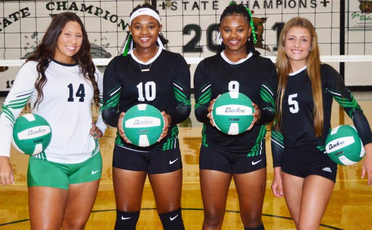 Eunice High volleyball seniors are Rylea Gradney, Allison Freeman, Madison Freeman and Sophie Vidrine.
