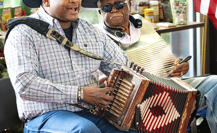 Geno Delafose, left, and Joe Citizen perform at a Zydeco Capital Jam at the St. Landry Parish Visitor Center. (Submitted photo)