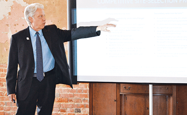 Jim Patterson, interim president and CEO of the Louisiana Association of Business and Industry, spoke March 28 at the Grand Opera House about the upcoming Legislative Session and the October elections. (Photo by Steve Bandy/Crowley Post-Signal)