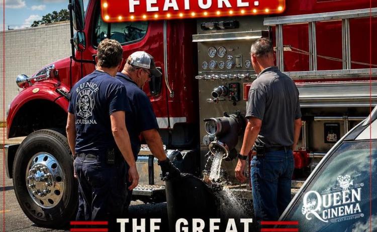Firemen putting out trashcan fire
