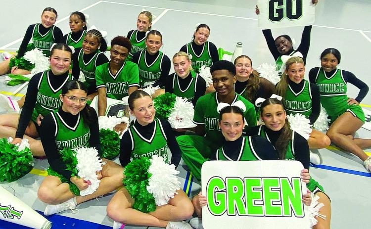 The Eunice High School Cheer Team proudly represented their school this week at the SCA Cheer Camp held at McNeese State University, and they didn’t’ come home empty handed.  Cheer sponsor Jamie Thibodeaux reported that her squad received a lot of positive attention at the three-day camp and even returned home with some hardware to prove it. 