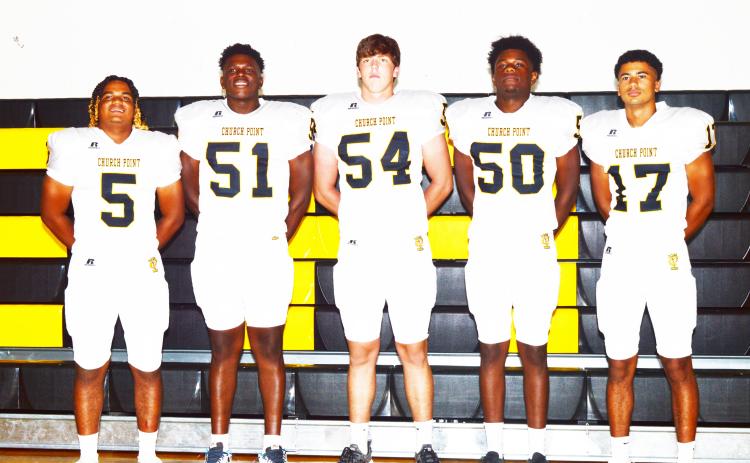 Church Point football captains, from left, are Jaiki Landy, Jamarion Citizen, Camden Maroon, Javen Gibson and Daylon Forman.