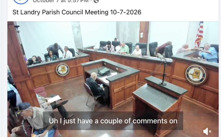St. Landry Parish Government broadcasts their public meeting on  Facebook live along with captions