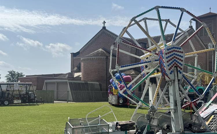 St. Edmund annual Spring Fair will be held Friday, Saturday and Sunday. St. Edmund is celebrating its 60th anniversary of the school fair. This year’s theme is Derby Days & Diamond Years. One of the famous fair rides, The Ferris Wheel. (Photo by Rebecca Chaisson)