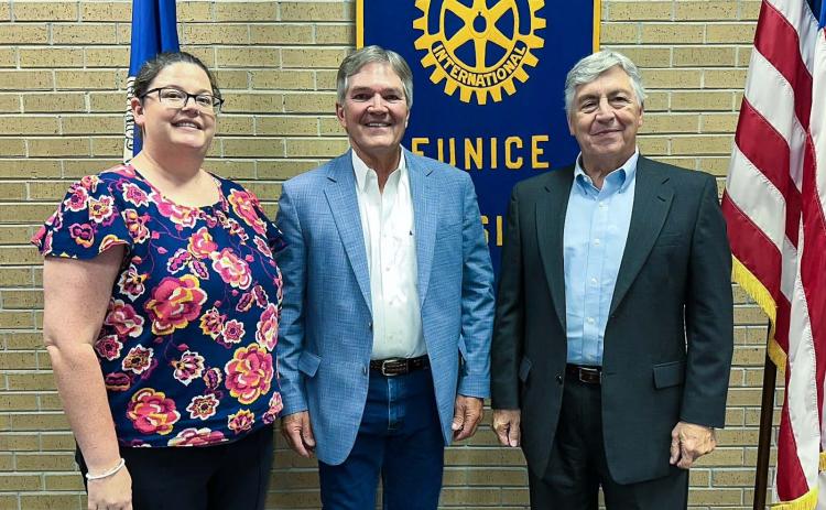 The Rotary Club welcomed Eunice City Judge Terry Hoychick as their guest speaker this week, guest of Rotarian Jacque Pucheu. Judge Hoychick shared lots of interesting information about Eunice City Court. From left are Rotary President Erika Fontenot, Judge Hoychick, Rotarian Jacque Pucheu.