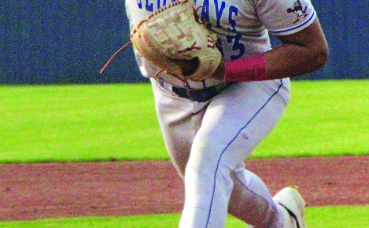 Blue Jay pitcher Marcus Gradney in action. (Photo by Rhett Manuel)