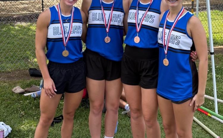 om left showing off their hardware are Madeline Chaumont, Madisyn Aucoin, Reagan Gradney, and Lily Vidrine. (Submitted photo)