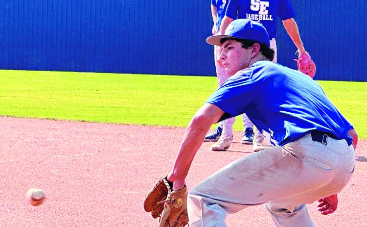 Blue Jays practice fundamentals on the field Tuesday. (Photo by Rebecca Chaisson)