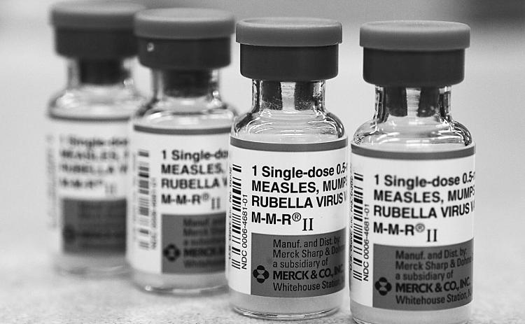 Vials of measels, mumps, and rubella vaccines